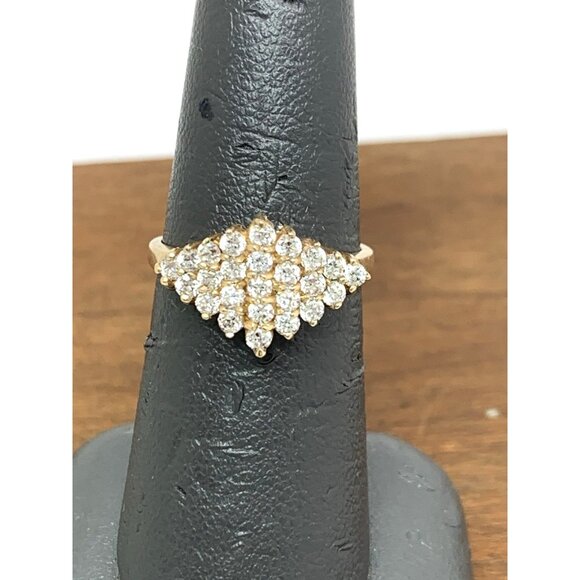 Cocktail Ring Clear Gemstone 10k Yellow Gold Cluster Women's Size 6.5 - Picture 7 of 14